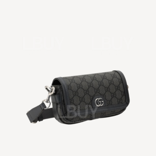 Gucci GG Logo 斜孭袋 黑灰色 7954662