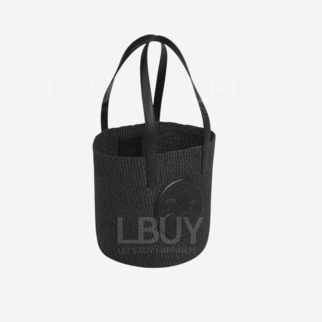 Chloe Horse Medal Large Basket Calfskin Horse Medal Large Woven Basket Bag Black