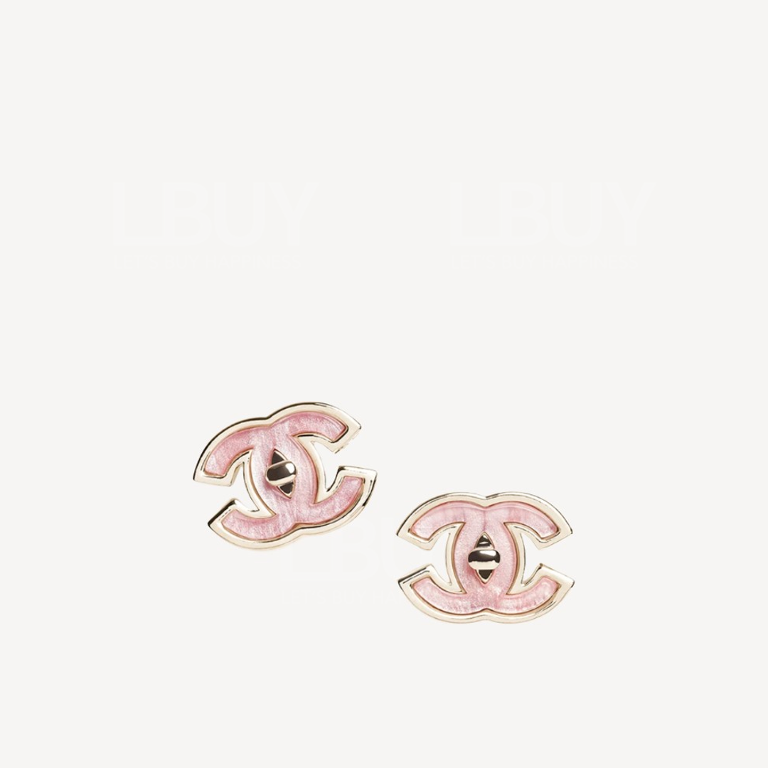 Chanel 粉红色金色CC Logo 耳环 AS5339