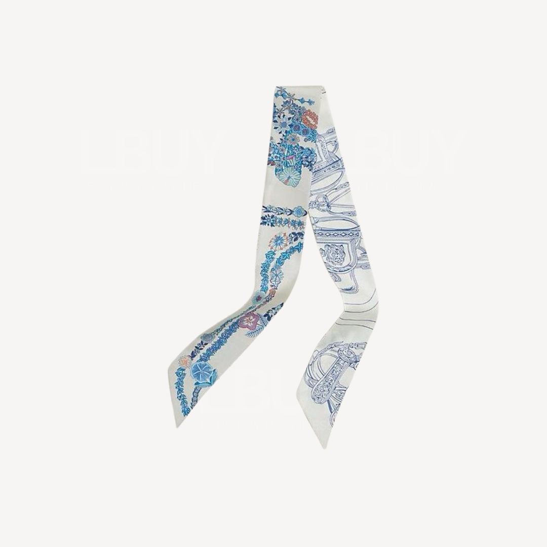 Hermes Brides de Gala en Fleurs Twilly Grey Silver White Bottom