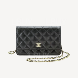 Chanel CC Logo Black Gold Lock WOC AP4241