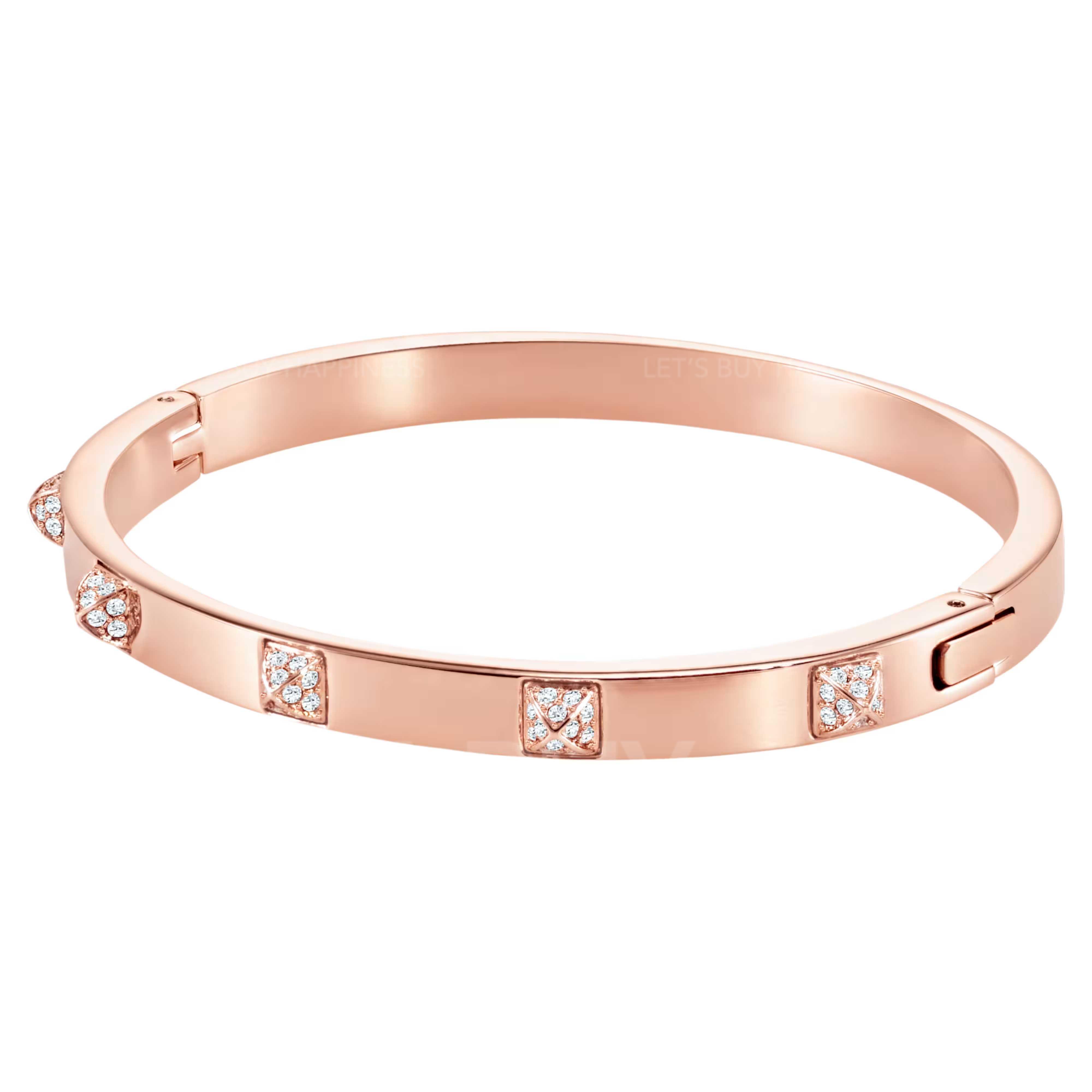 SWAROVSKI Tactic Bracelet (White, Rose Gold-Tone Finish) M size (Inner diameters: 5.8 x 5.2 cm)