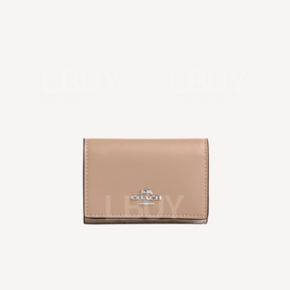Coach Micro Wallet In Signature Canvas 沙色 灰褐色