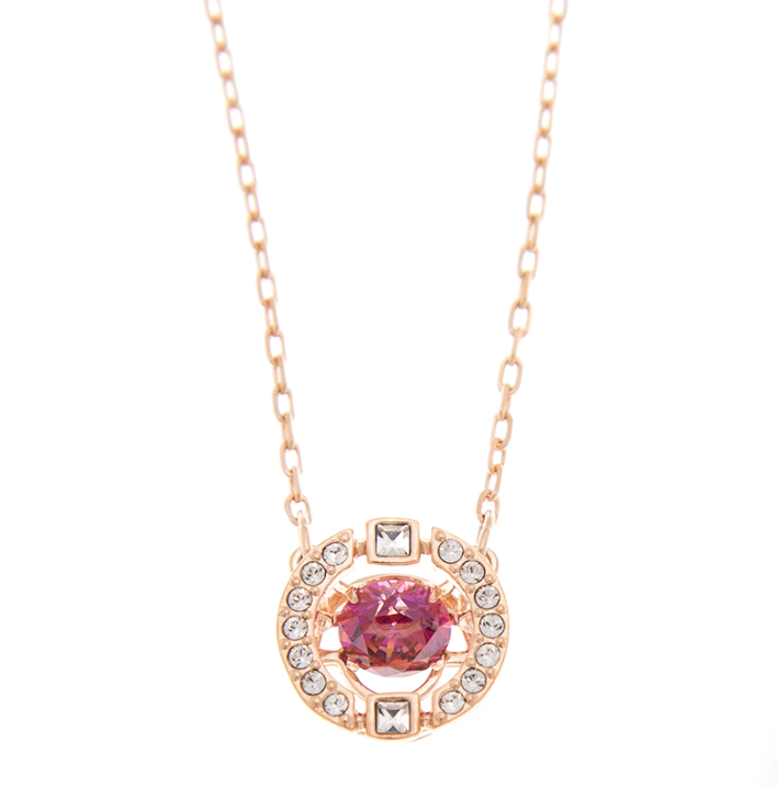 SWAROVSKI Sparkling Dance Necklace (Round Cut, Red, Rose Gold-Tone Plated)