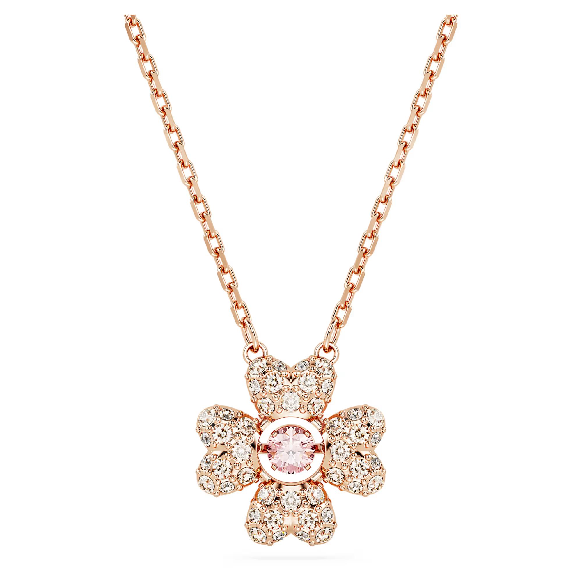 SWAROVSKI Idyllia Pendant (Four-Leaf Clover, White, Rose Gold-Tone Plated)