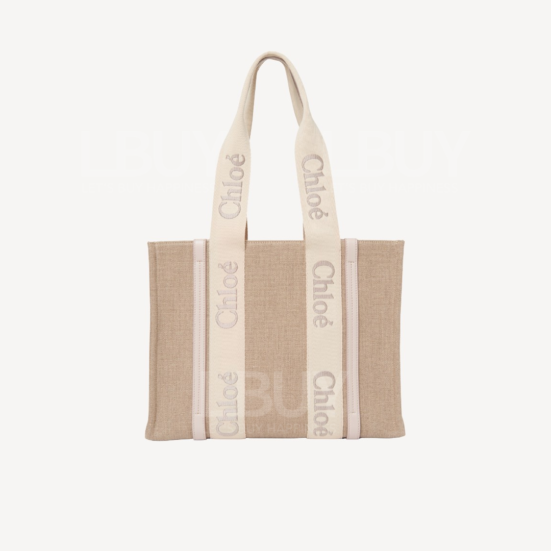 Chloe Medium Woody Tote Bag 灰粉色邊 中號手挽袋