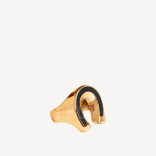 Hermes Jockette Ring Large Model 黑色配金色