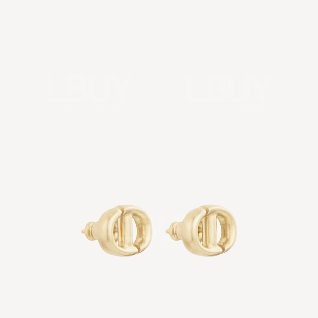 Dior CD Navy Earrings Gold Finish Metal
