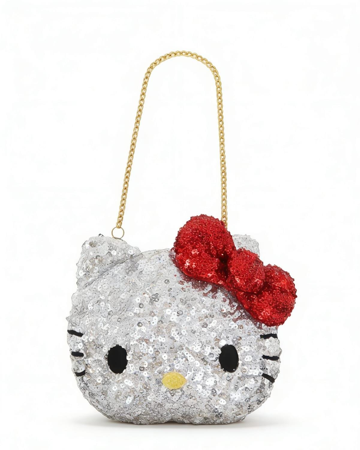 SANRIO-HELLO KITTY SPANGLE系列 新款配有肩帶閃閃零錢包