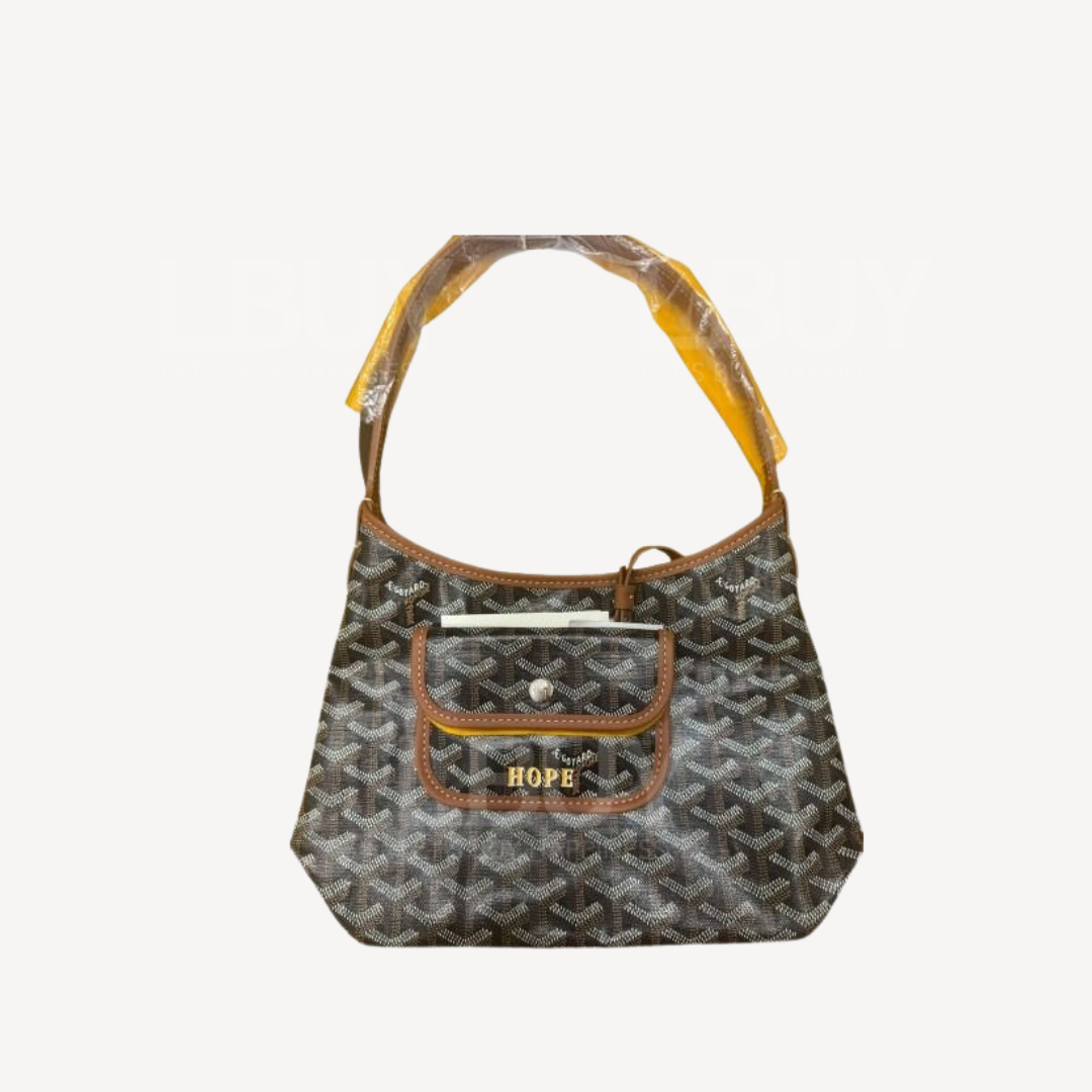 Goyard Boheme Hobo Mini 限量版單肩袋 黑併啡色 併黃色繪字Hope