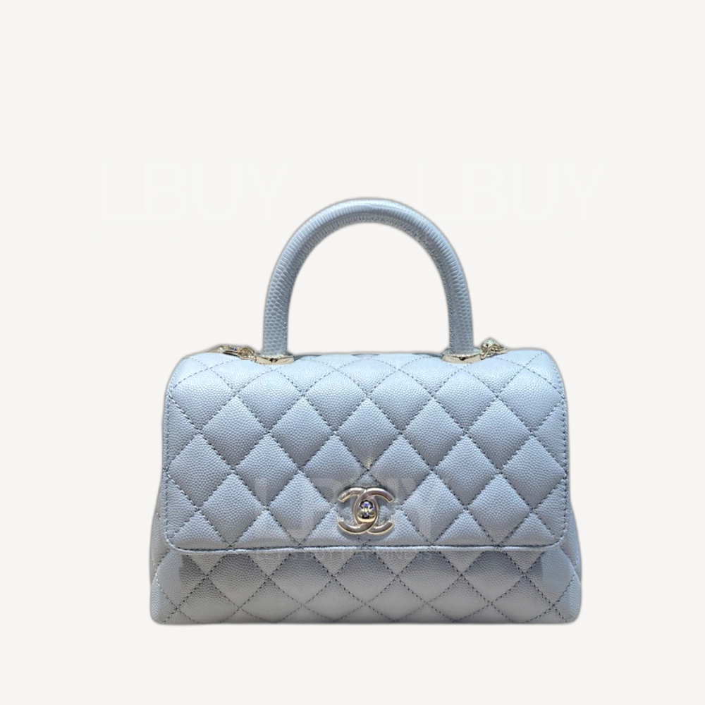 Chanel Coco Handle 小號24cm 灰色手挽垂蓋手袋 A92990