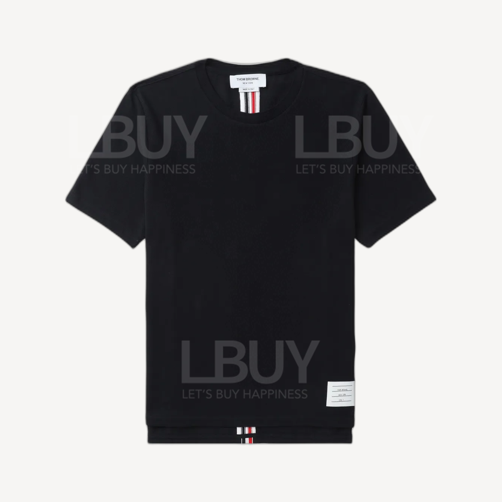 Thom Browne Back Red Blue Ribbon Striped Short-Sleeve T-Shirt Dark Blue MJS056A