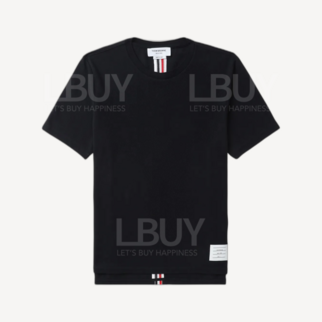 Thom Browne 後红蓝织带条纹短袖T恤 深蓝色 MJS056A