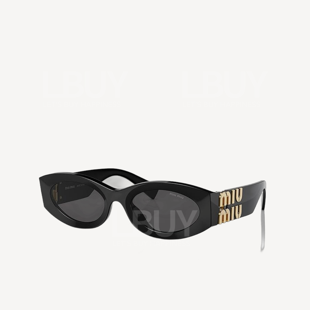 Miu Miu Gold Logo Black Sunglasses