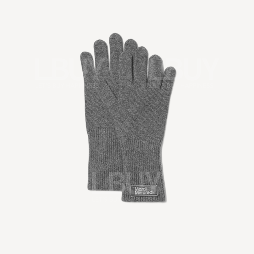 MARDI MERCREDI WOOL GLOVE SQUARE LOGO GREY FREE