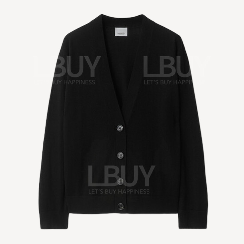 Burberry 格子肩飾帶針織綿外套 黑色 80911721