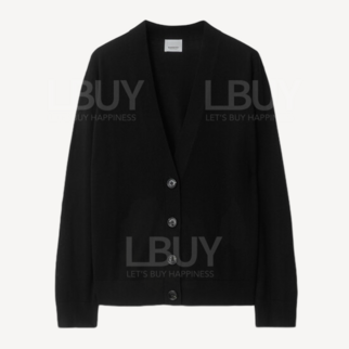 Burberry 格子肩飾帶針織綿外套 黑色 80911721