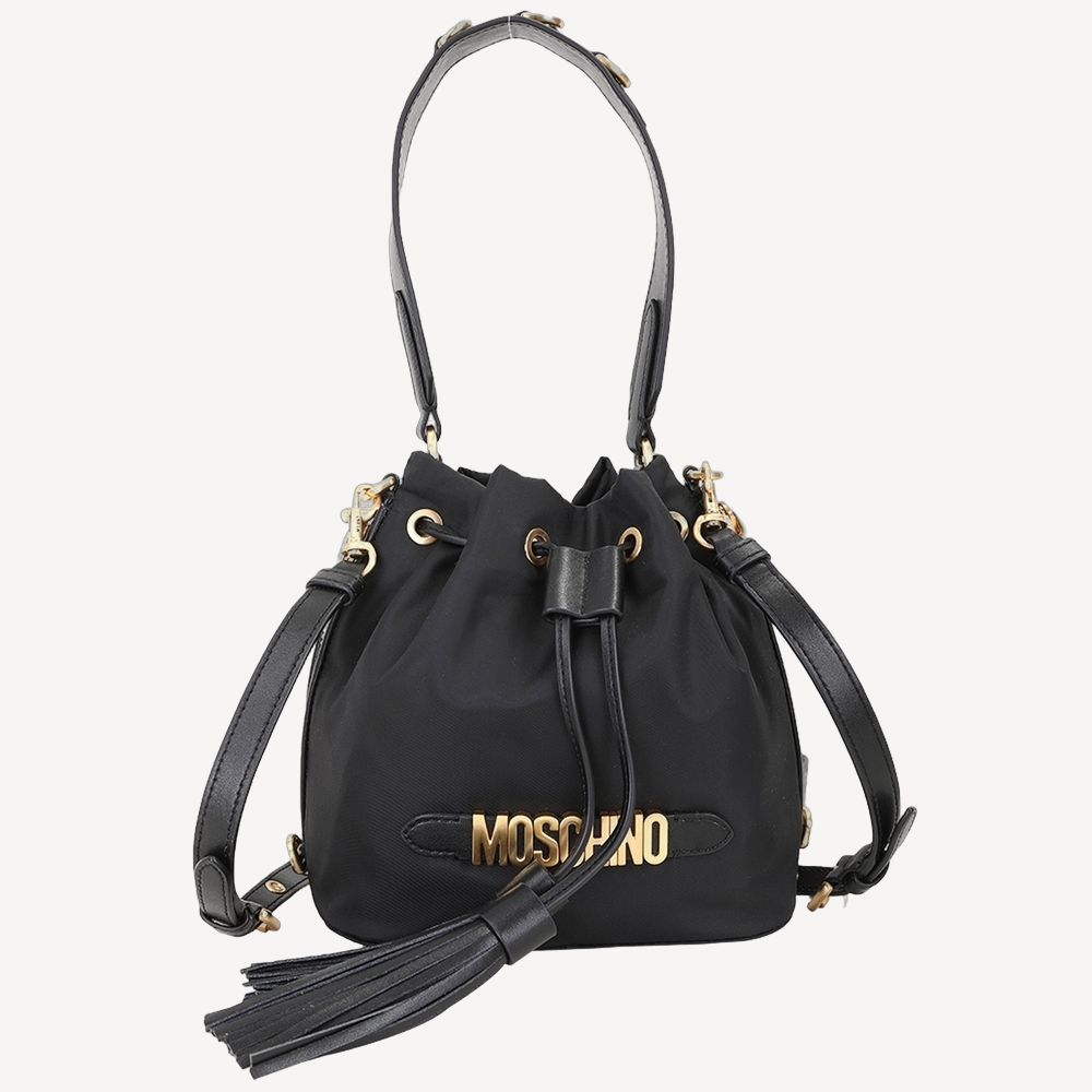 Moschino 金色logo 黑色束口桶袋 手挽斜孭袋