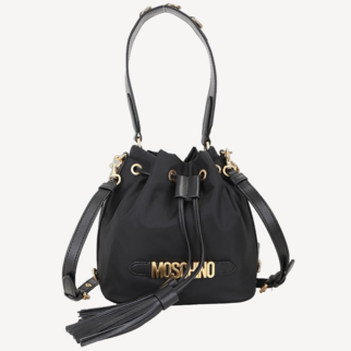 Moschino 金色logo 黑色束口桶袋 手挽斜孭袋