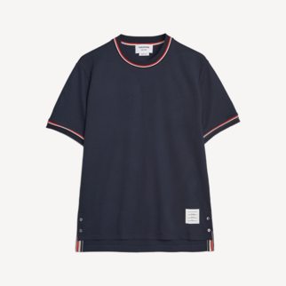 Thom Browne 紅藍織帶條紋短袖T恤 深藍色 MJS231A