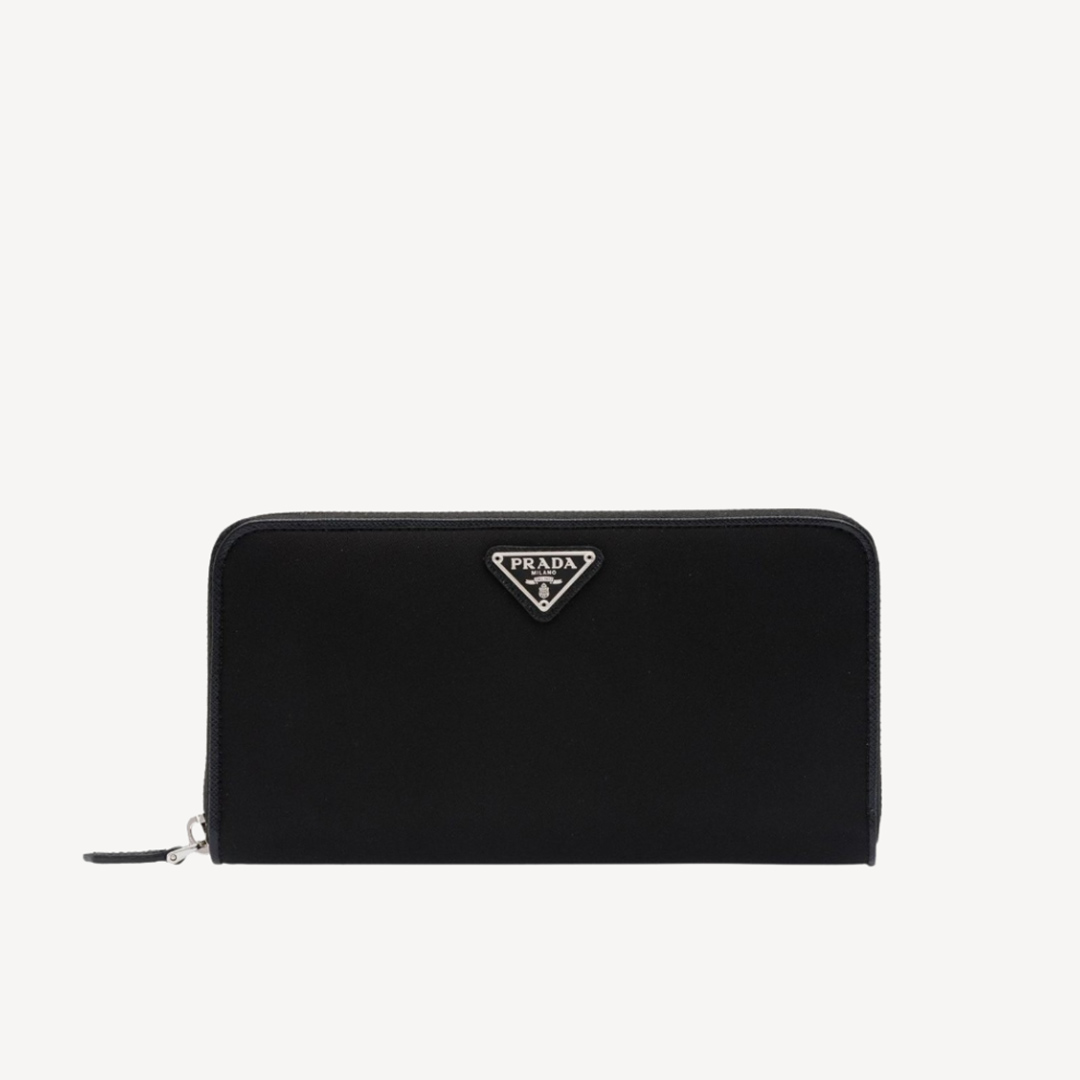 Prada Tessuto Nylon Black Zipper Long Wallet 1ML506