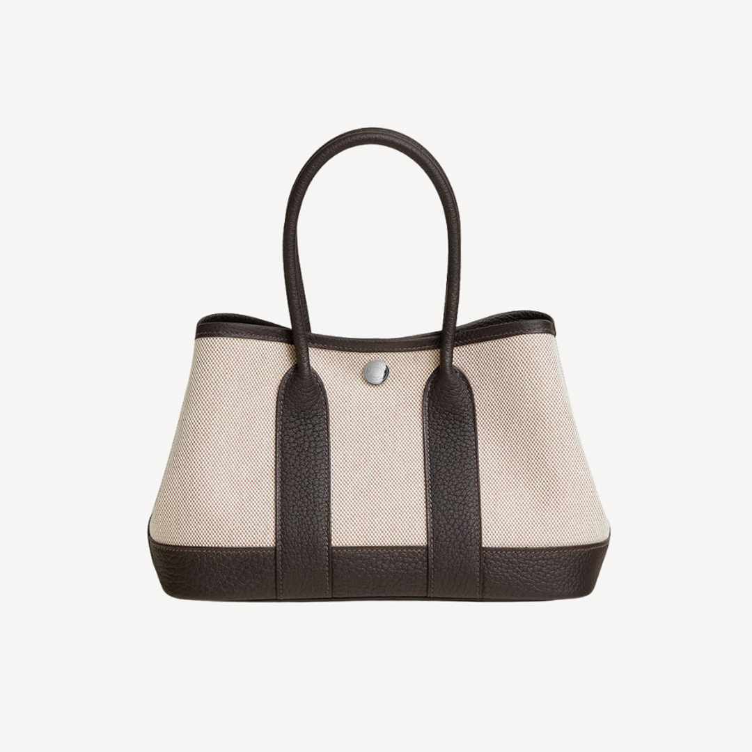 Hermes Neo Garden 23 Bag 米色併棗棕色 帆布併皮革