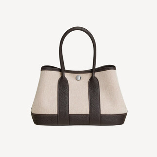 Hermes Neo Garden 23 Bag 米色併棗棕色 帆布併皮革