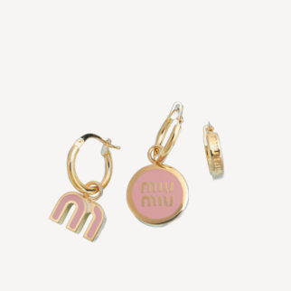 Miu Miu 搪瓷粉红色金色 吊饰耳环 3件套装