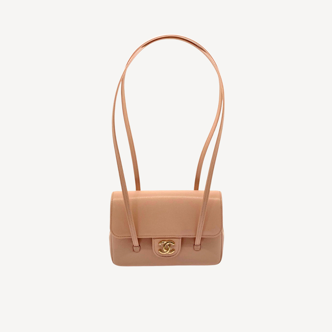 Chanel Preppy Coco 皮革背带包 澹粉红色 AP5068