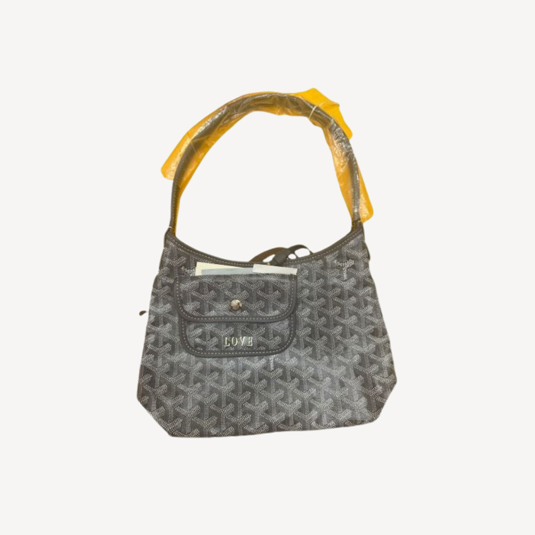 Goyard Boheme Hobo Mini 限量版單肩袋 灰色 併橄欖綠色繪字Love
