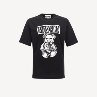 Moschino 素描泰迪熊Logo短袖T恤 黑色