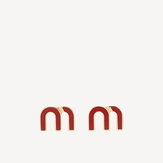 Miu Miu 搪瓷焦糖紅金 耳釘耳環
