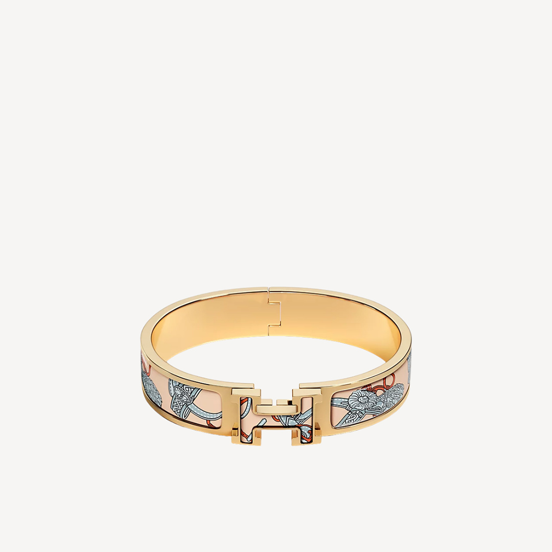 Hermes Clic H《Brides de Coeur》Enamel Bracelet Soleil Bangle