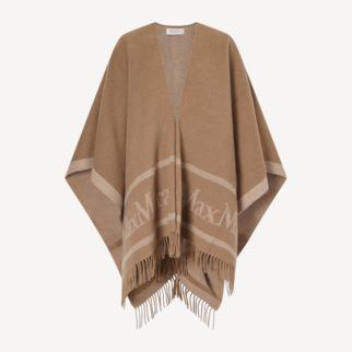 Max Mara Studio 全羊毛斗篷披肩 奶茶色