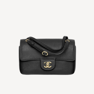 Chanel 金色CC Logo迷你垂盖手袋 黑色 AS6573