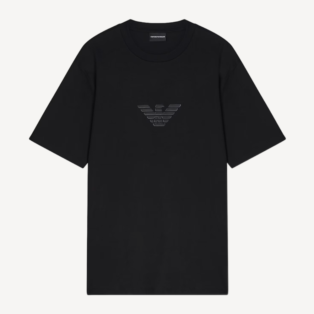 Emporio Armani Logo 比馬棉短恤T恤 黑色
