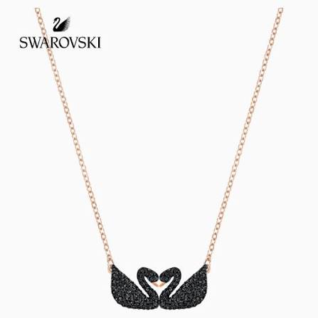 SWAROVSKI Iconic Swan Necklace Black